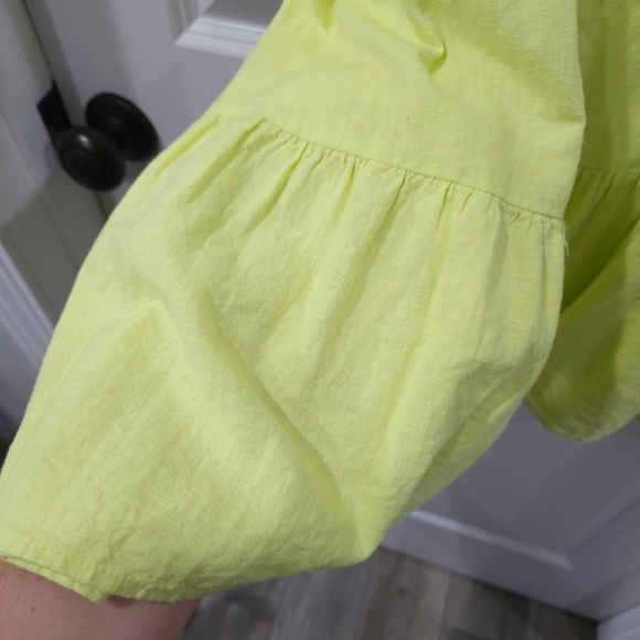 NEW YORK & COMPANY Linen Blend Strappy Lemon Yellow Mini Dress, Size XL - Picture 10 of 13
